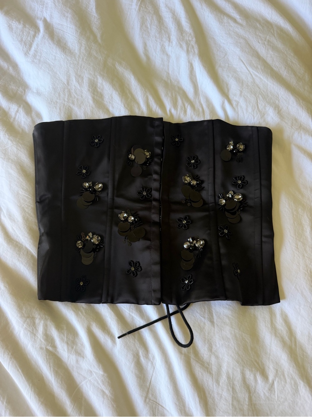 Danielle Guizio Black Embellished Corset Top